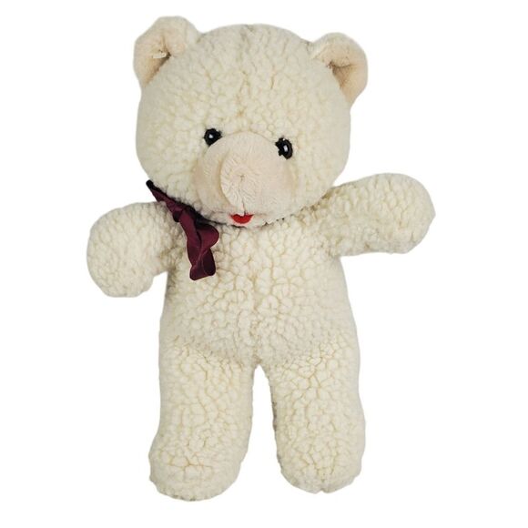 Vintage Etone Teddy Bear Plush 14" Cream Red Tongue Stuffed Animal Korea Lovey - Picture 1 of 11